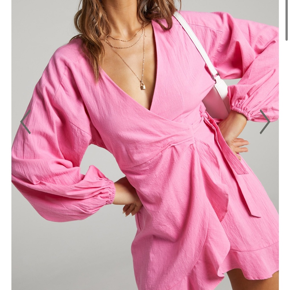 Showpo pink wrap dress